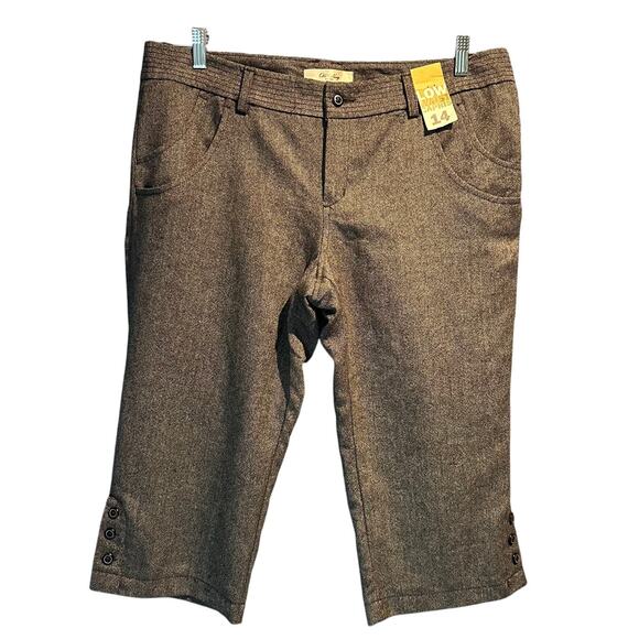 Old Navy Size 14 NWT Capris Low Waist Wool Blend Fall Textured Black Charcoal - Picture 1 of 9